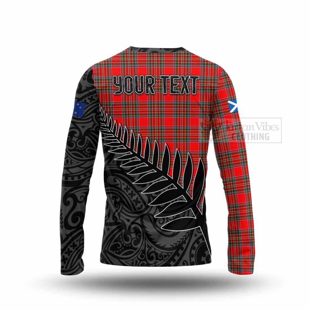 Tartan Vibes Clothing Binning Crest Tartan Long Sleeve T-Shirt with New Zealand Silver Fern Half Style