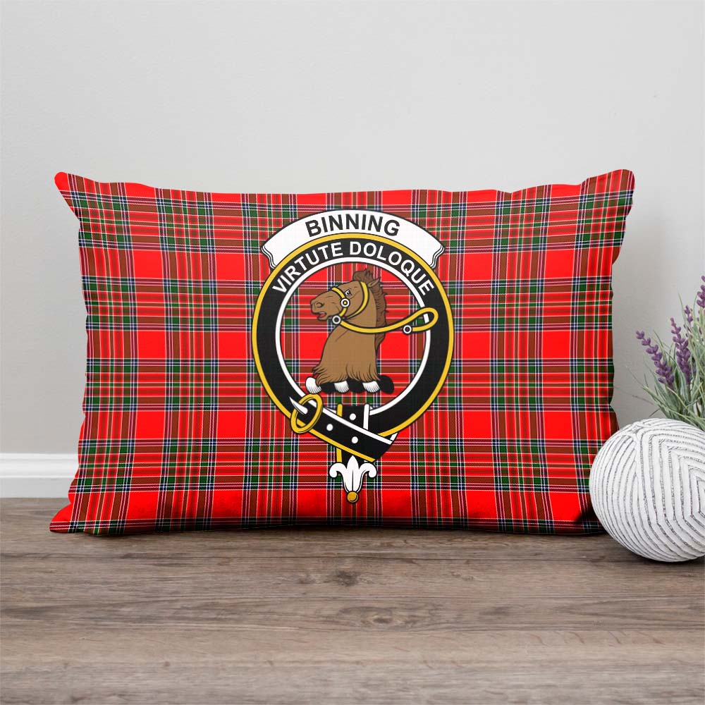 Binning Tartan Pillow Cover with Family Crest Rectangle Pillow Cover - Tartanvibesclothing