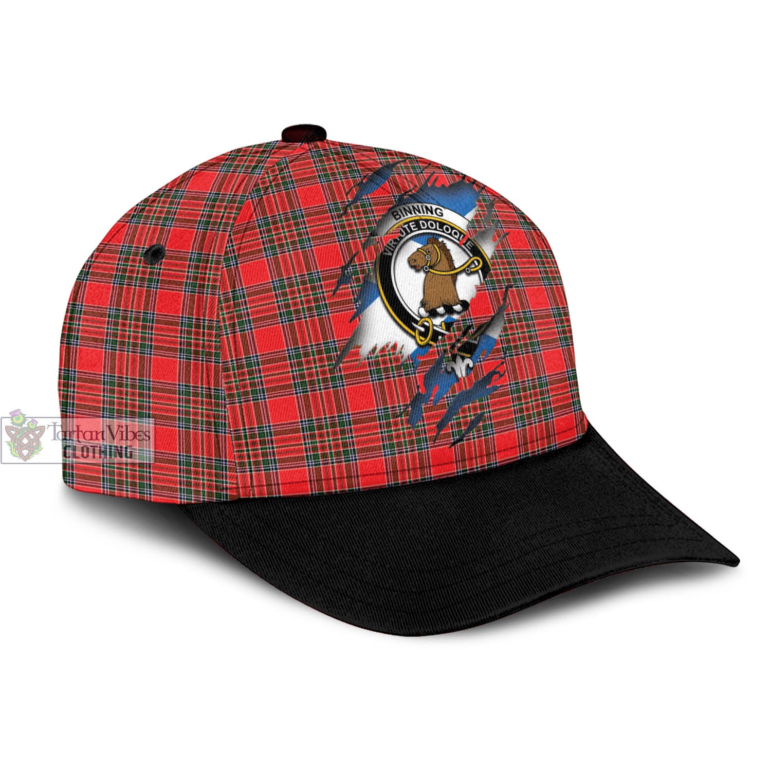 Tartan Vibes Clothing Binning Tartan Classic Cap with Family Crest In Me Style