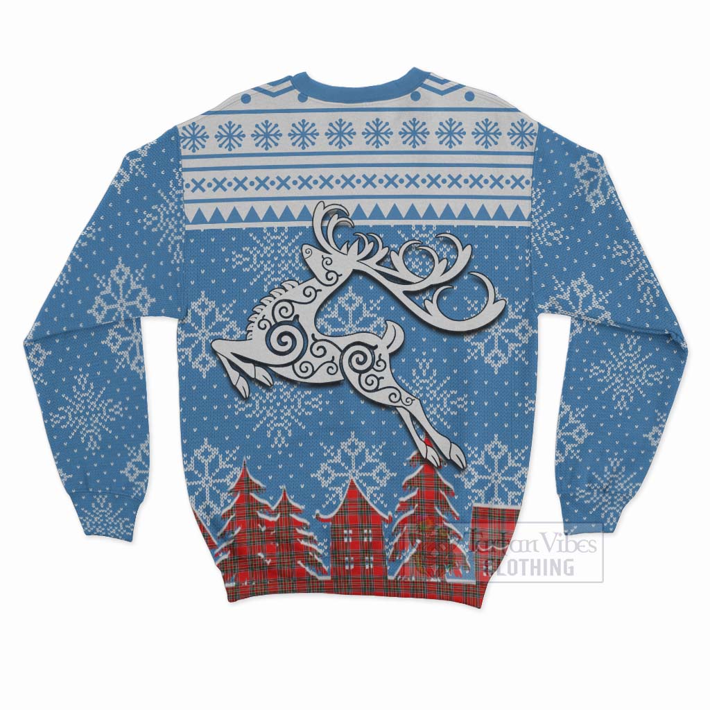 Tartan Vibes Clothing Binning Clan Christmas Sweatshirt Celtic Reindeer Style