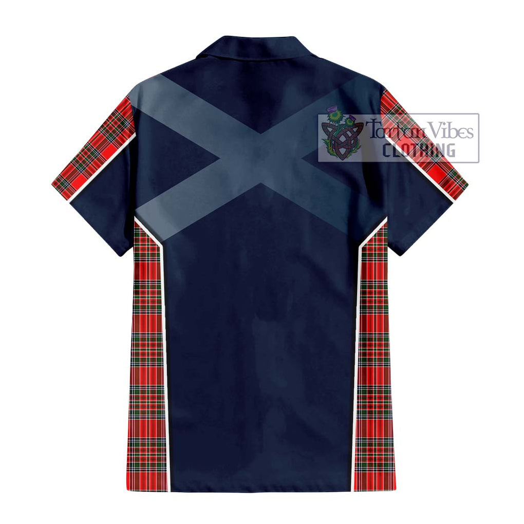 Binning Tartan Short Sleeve Button Shirt with Family Crest and Lion Rampant Vibes Sport Style - Tartan Vibes Clothing