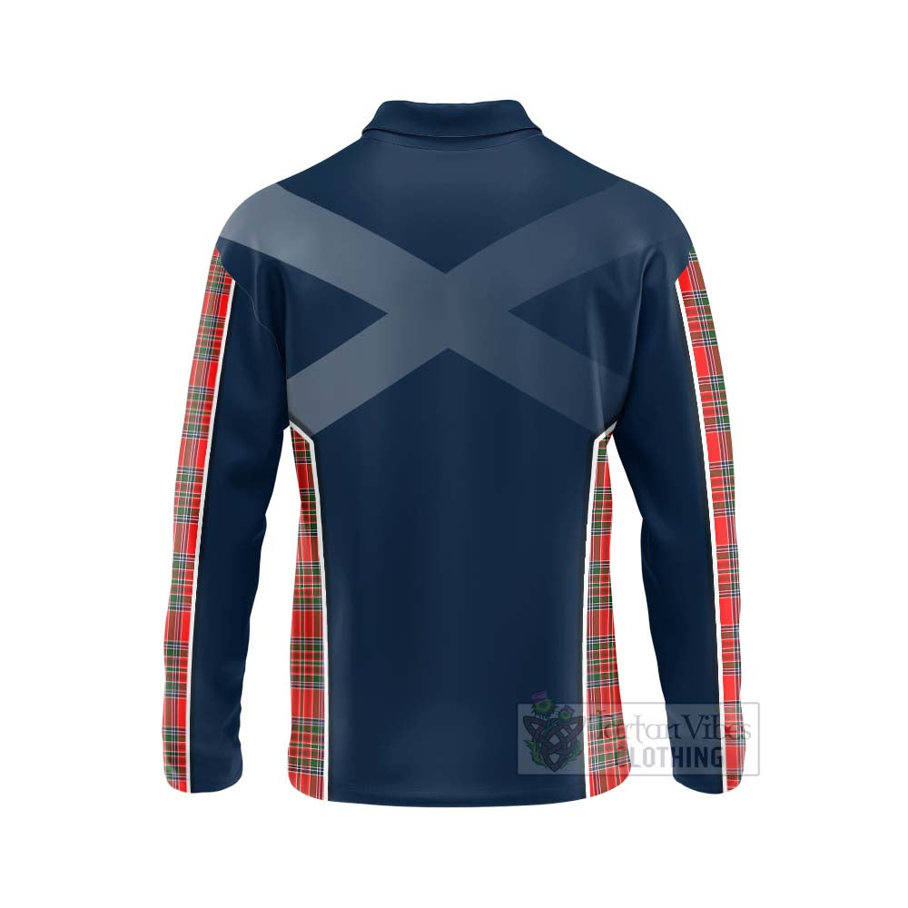 Tartan Vibes Clothing Binning Tartan Long Sleeve Polo Shirt with Family Crest and Scottish Thistle Vibes Sport Style