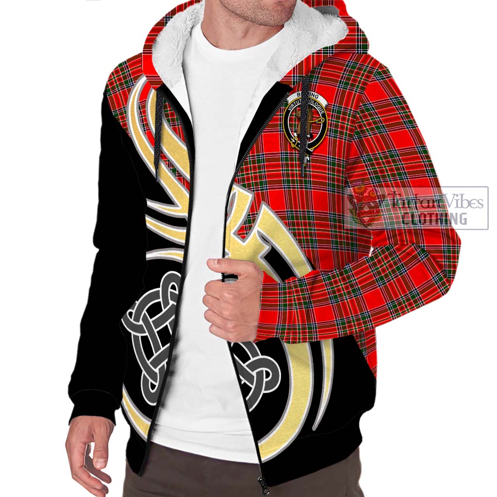 Binning Tartan Sherpa Hoodie with Family Crest and Celtic Symbol Style - Tartan Vibes Clothing