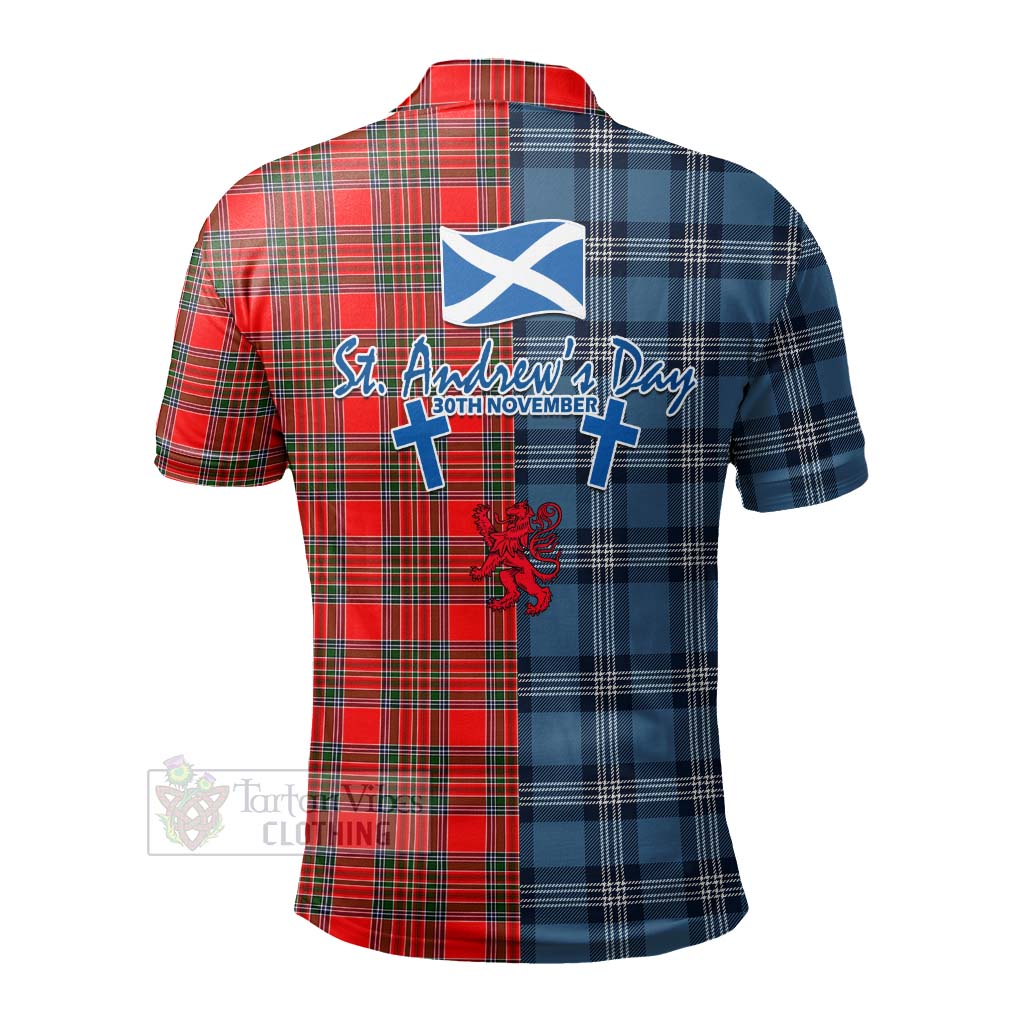 Tartan Vibes Clothing Binning Tartan Polo Shirt Happy St. Andrew's Day Half Tartan Style