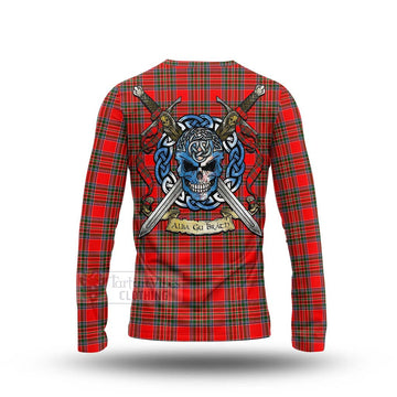 Binning Tartan Long Sleeve T-Shirt with Family Crest Celtic Skull Style