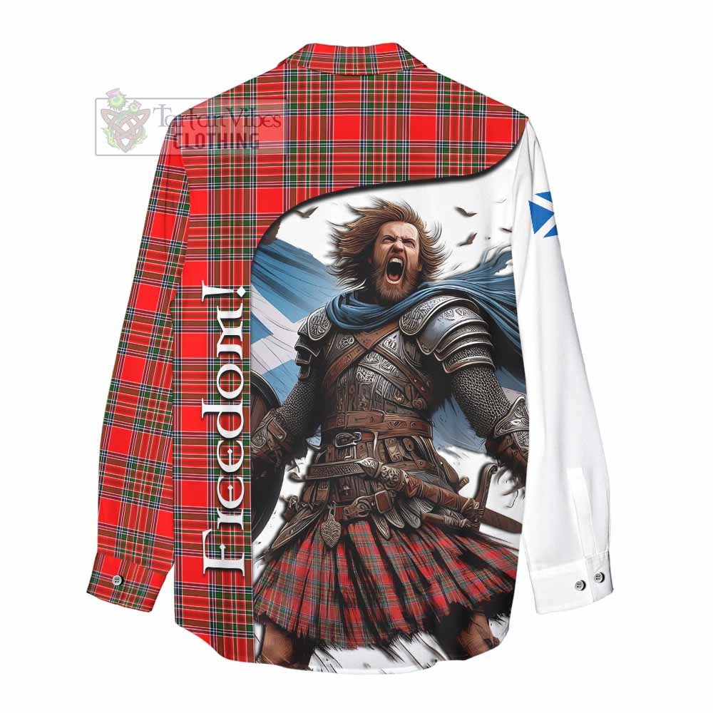 Tartan Vibes Clothing Binning Crest Tartan Women's Casual Shirt Inspired by the Freedom of Scottish Warrior