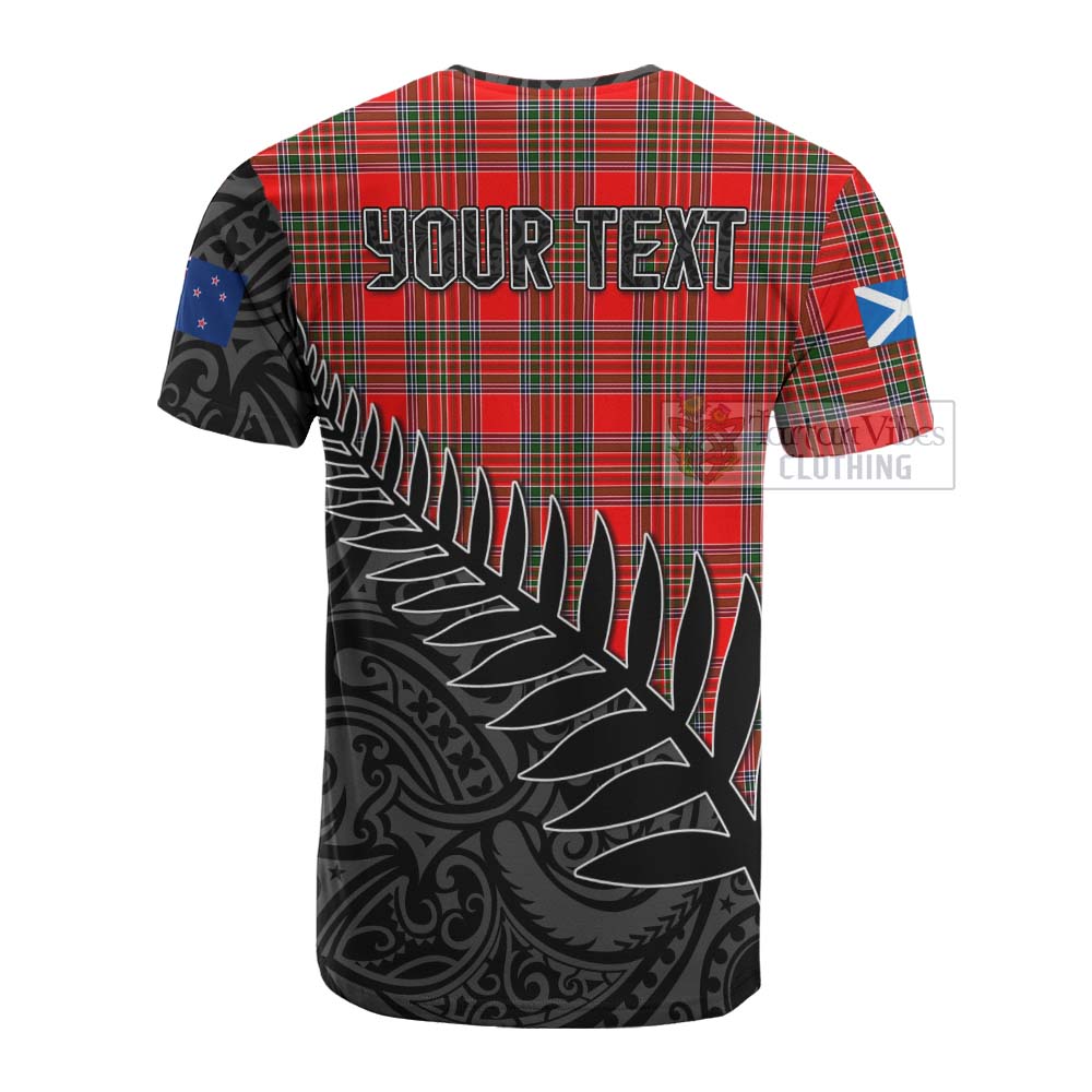 Tartan Vibes Clothing Binning Crest Tartan Cotton T-shirt with New Zealand Silver Fern Half Style