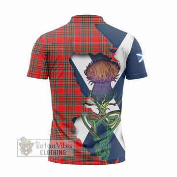 Binning Tartan Family Crest Zipper Polo Shirt Scottish Thistle Celtic Inspired - Tartan Vibes Clothing