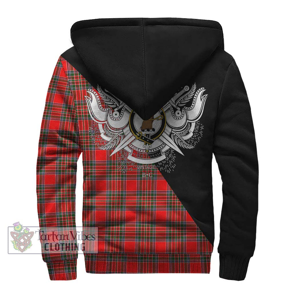 Binning Tartan Sherpa Hoodie with Family Crest and Military Logo Style - Tartanvibesclothing Shop