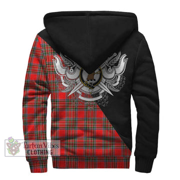 Binning Tartan Sherpa Hoodie with Family Crest and Military Logo Style