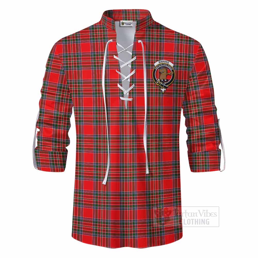 Tartan Vibes Clothing Binning Tartan Ghillie Kilt Shirt with Family Crest DNA In Me Style