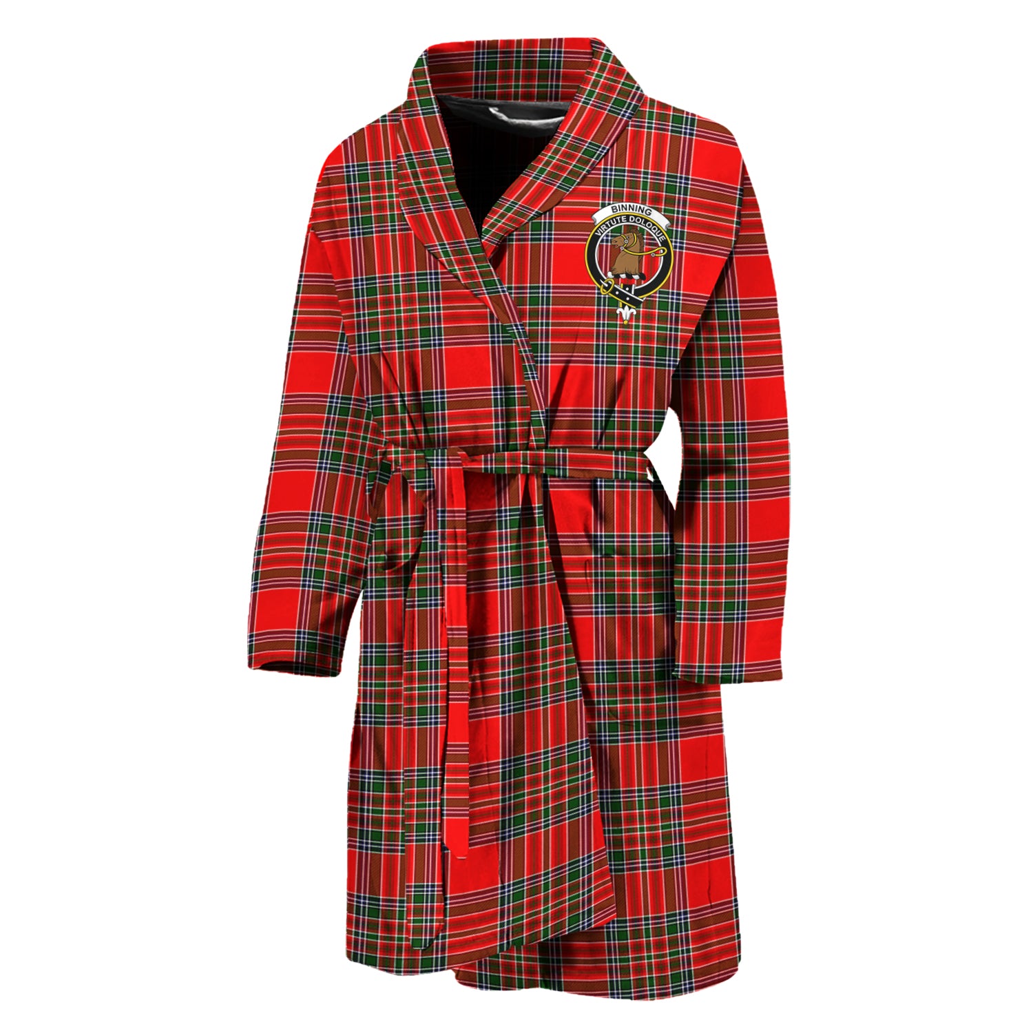 Binning Tartan Bathrobe with Family Crest Unisex M - Tartan Vibes Clothing