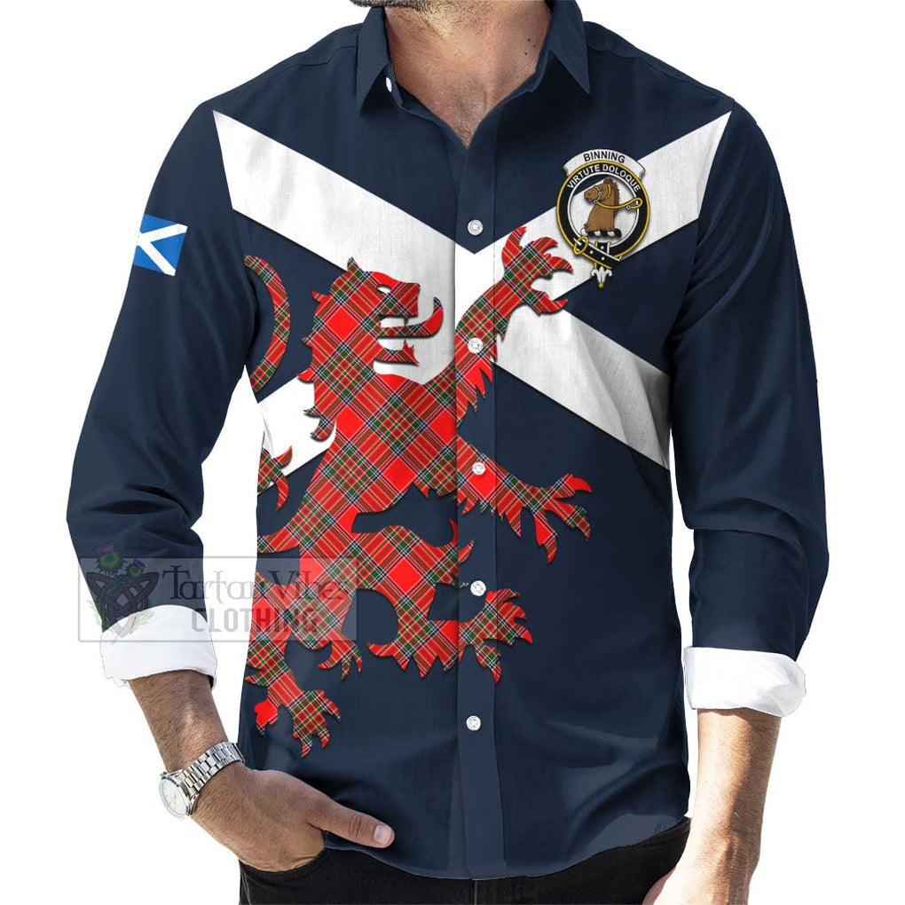 Tartan Vibes Clothing Binning Tartan Lion Rampant Long Sleeve Button Shirt – Proudly Display Your Heritage with Alba Gu Brath and Clan Name