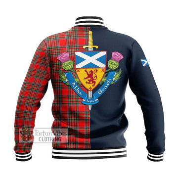 Binning Tartan Baseball Jacket Alba with Scottish Lion Royal Arm Half Style