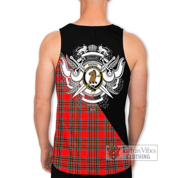 Binning Tartan Men's Tank Top with Family Crest and Military Logo Style