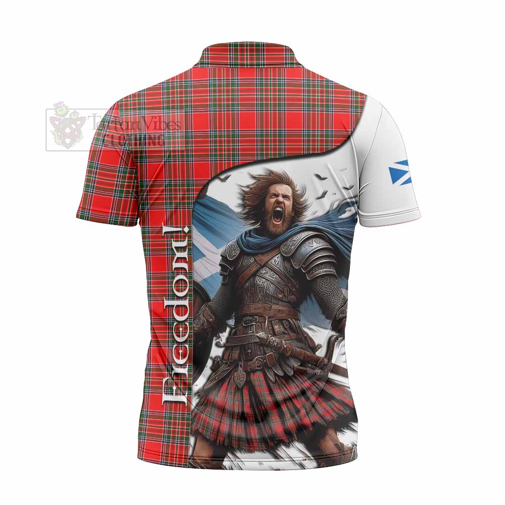 Tartan Vibes Clothing Binning Crest Tartan Zipper Polo Shirt Inspired by the Freedom of Scottish Warrior