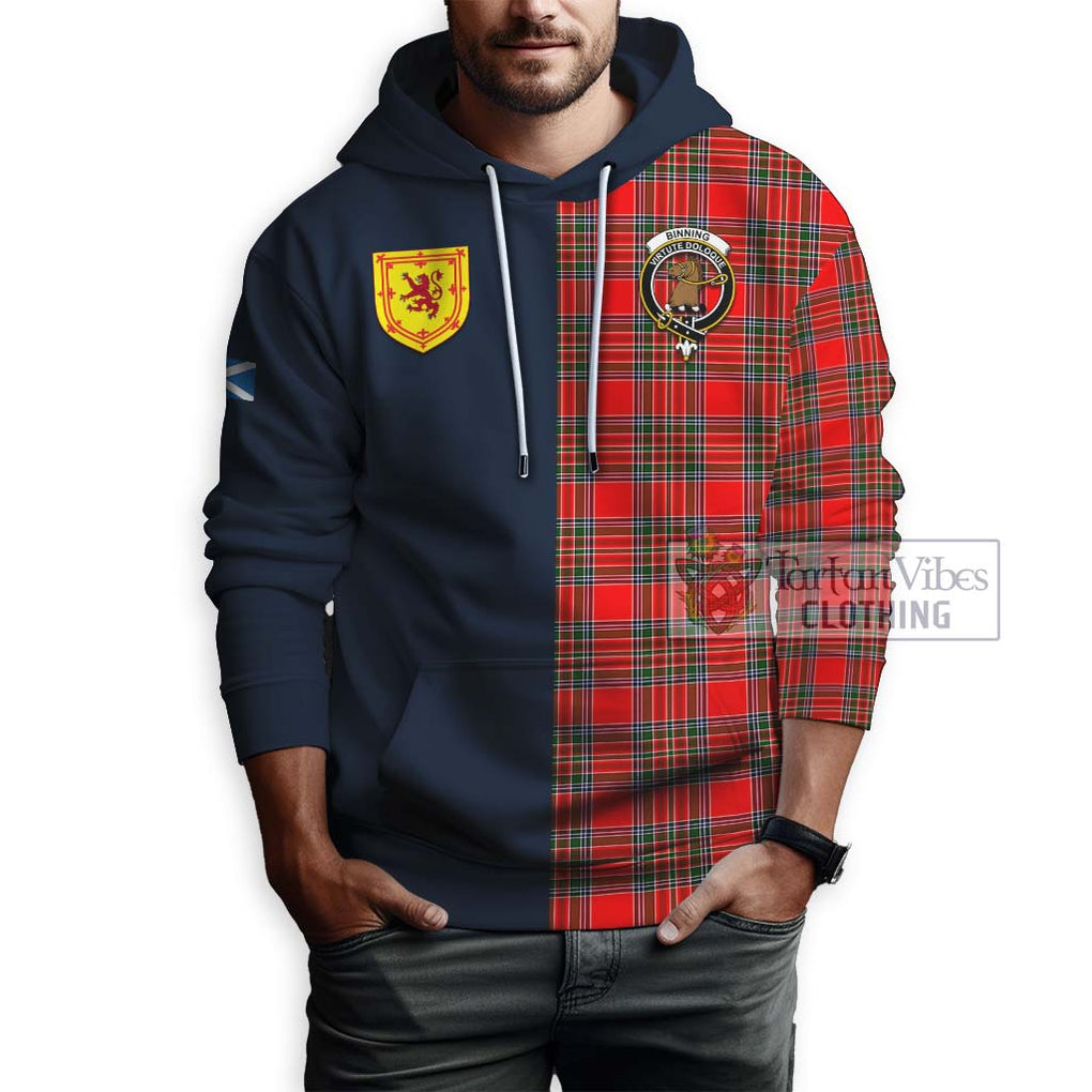 Tartan Vibes Clothing Binning Tartan Hoodie with Scottish Lion Royal Arm Half Style