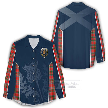 Binning Tartan Women's Casual Shirt with Family Crest and Scottish Thistle Vibes Sport Style