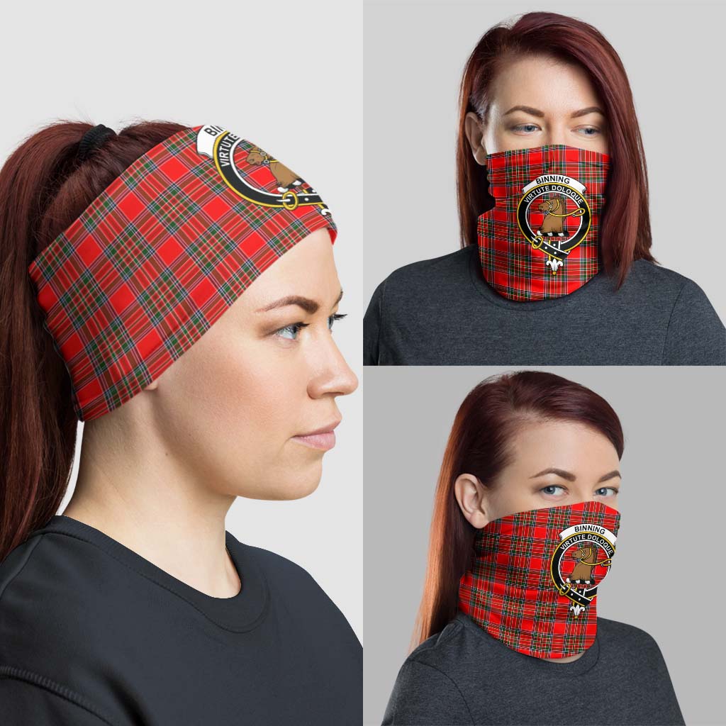 Binning Tartan Neck Gaiters, Tartan Bandanas, Tartan Head Band with Family Crest