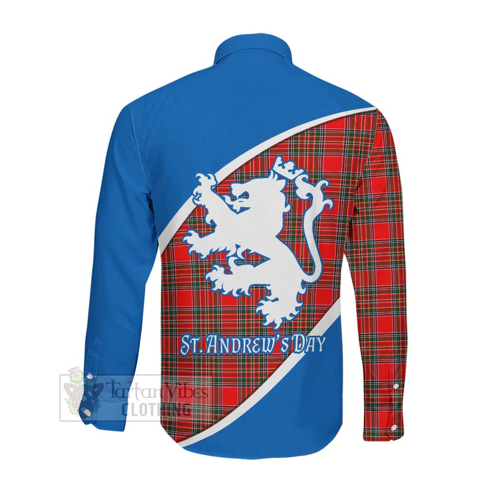 Tartan Vibes Clothing Binning Family Crest Tartan Long Sleeve Button Shirt Celebrate Saint Andrew's Day in Style