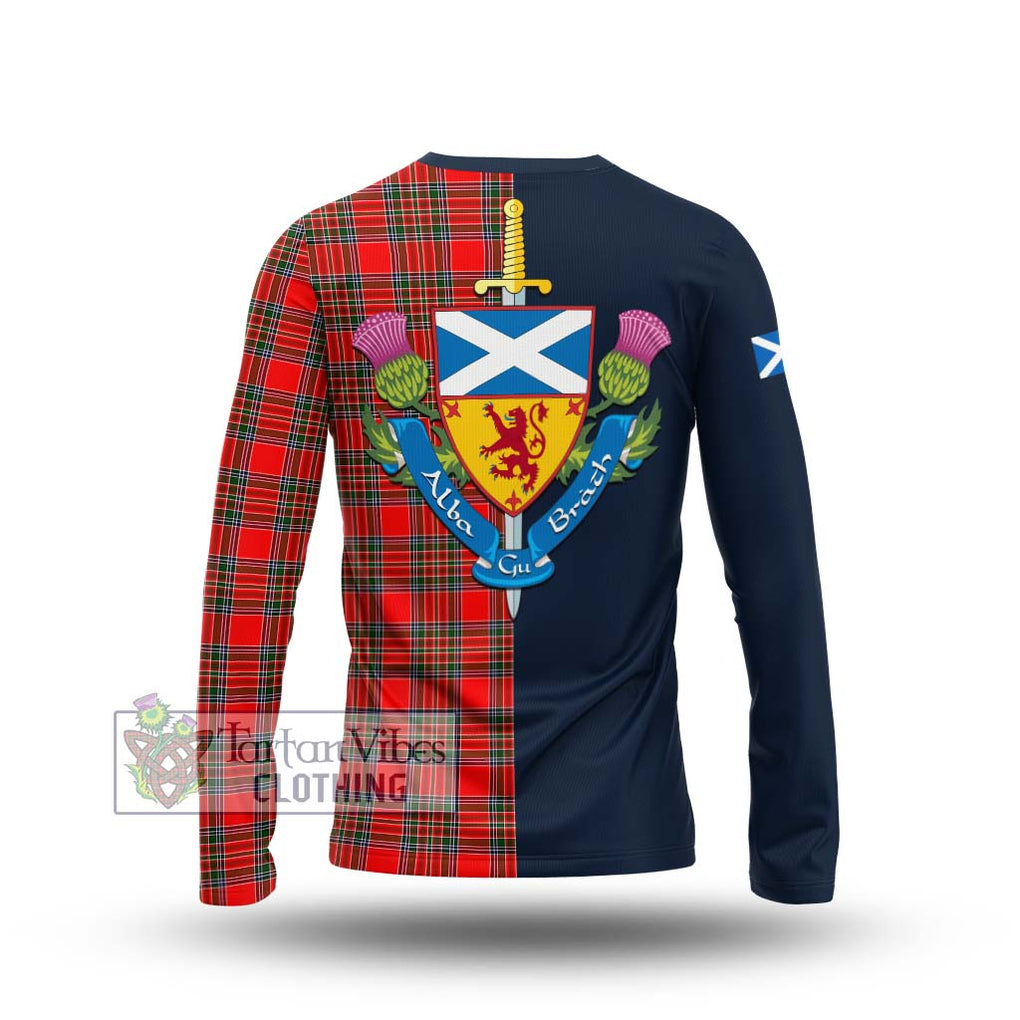 Tartan Vibes Clothing Binning Tartan Long Sleeve T-Shirt with Scottish Lion Royal Arm Half Style