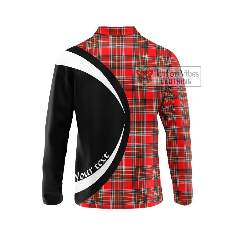 Binning Tartan Long Sleeve Polo Shirt with Family Crest Circle Style - Tartan Vibes Clothing