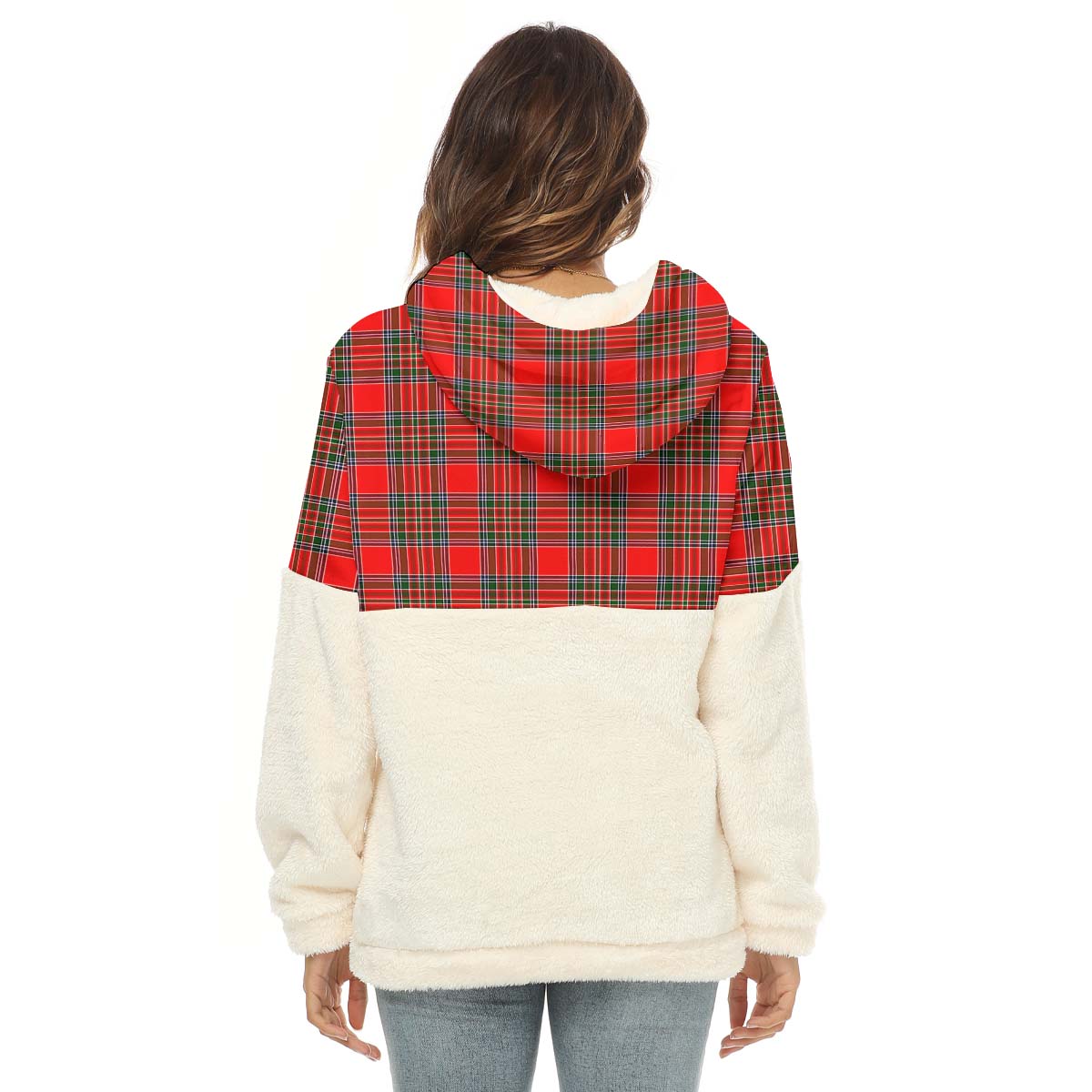 Binning Tartan Women's Borg Fleece Hoodie With Half Zip with Family Crest - Tartanvibesclothing