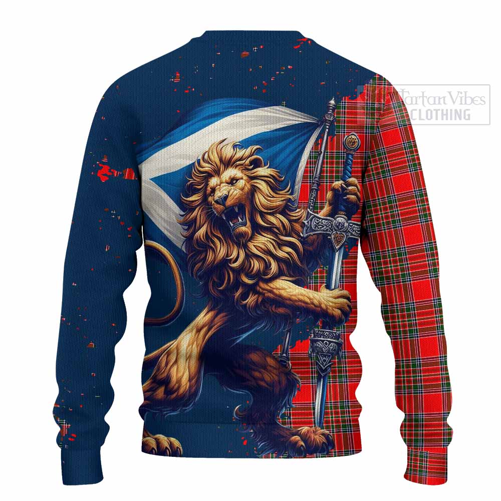 Tartan Vibes Clothing Binning Tartan Family Crest Knitted Sweater with Scottish Majestic Lion