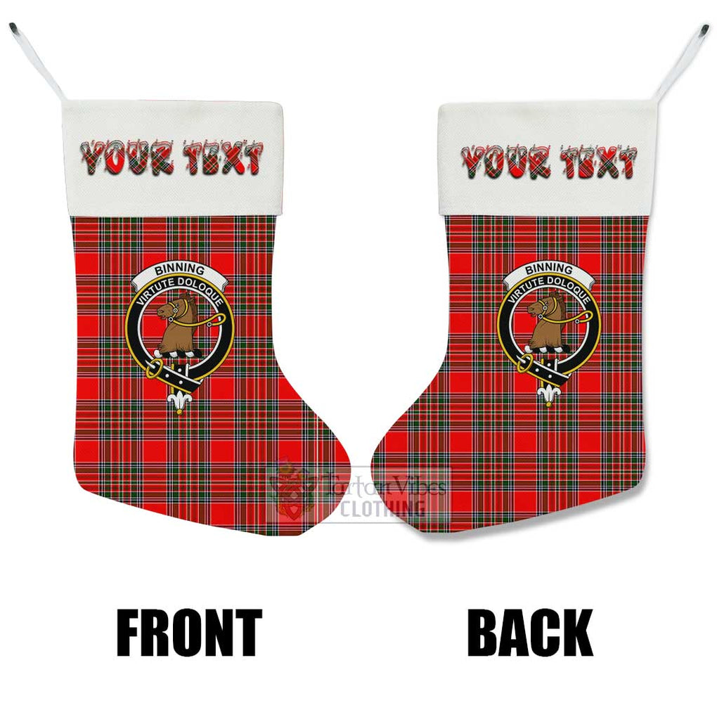 Tartan Vibes Clothing Binning Tartan Family Crest Christmas Stocking with Personalized Text