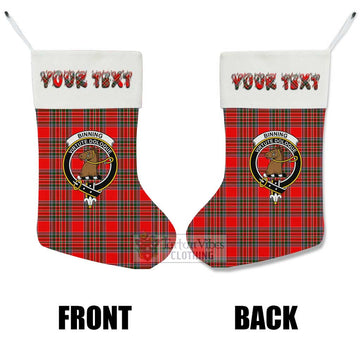 Binning Tartan Family Crest Christmas Stocking with Personalized Text