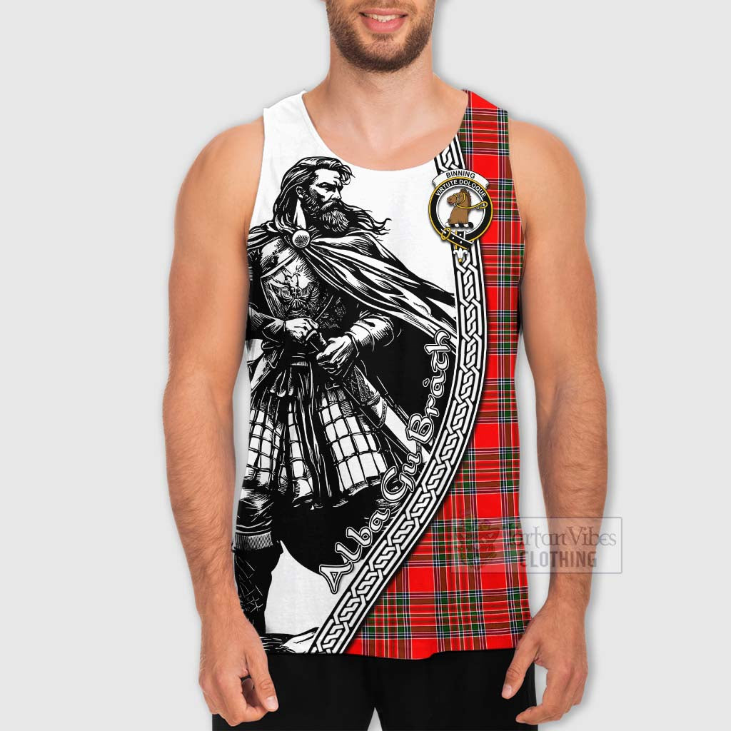 Tartan Vibes Clothing Binning Tartan Clan Crest Men's Tank Top with Highlander Warrior Celtic Style