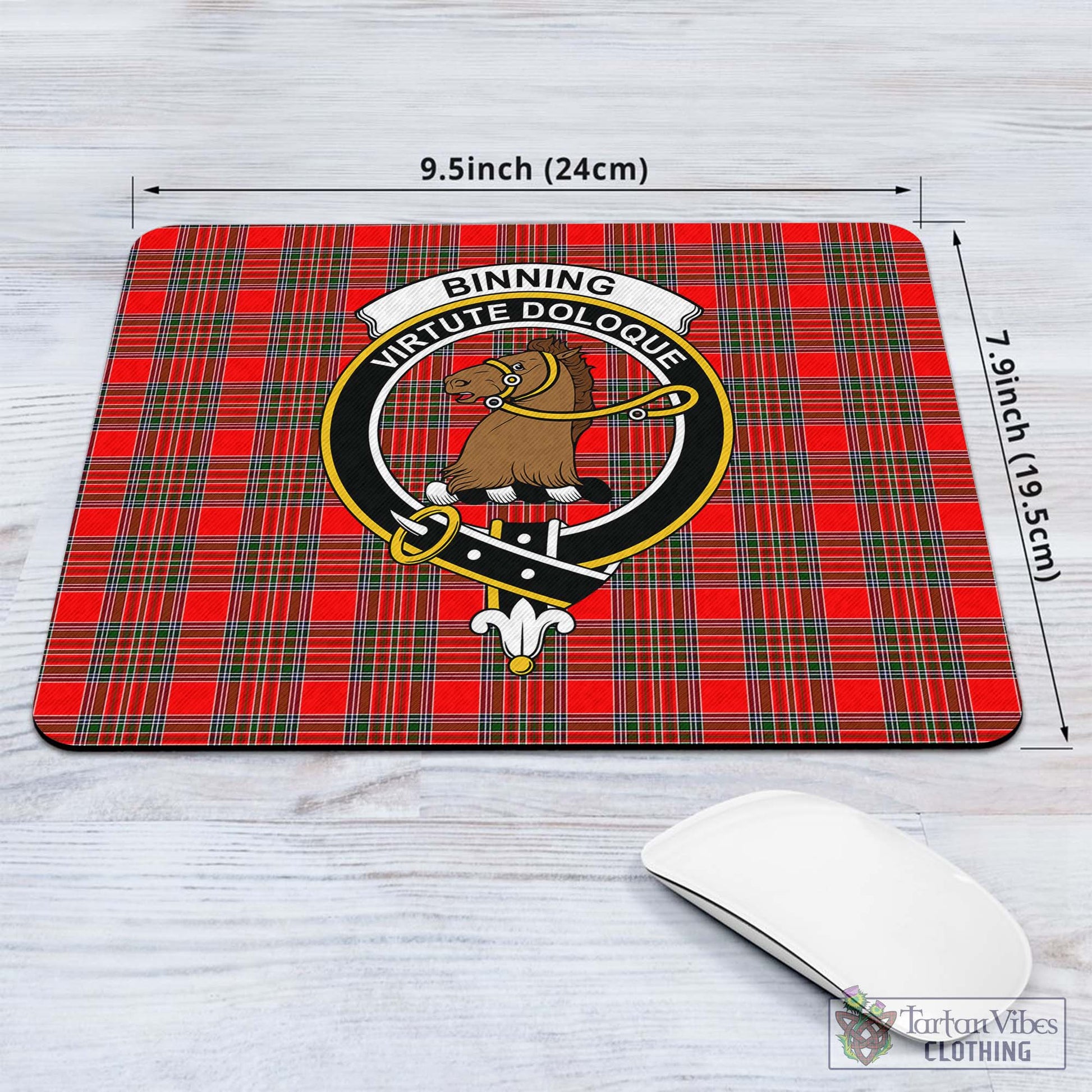 Tartan Vibes Clothing Binning Tartan Mouse Pad with Family Crest