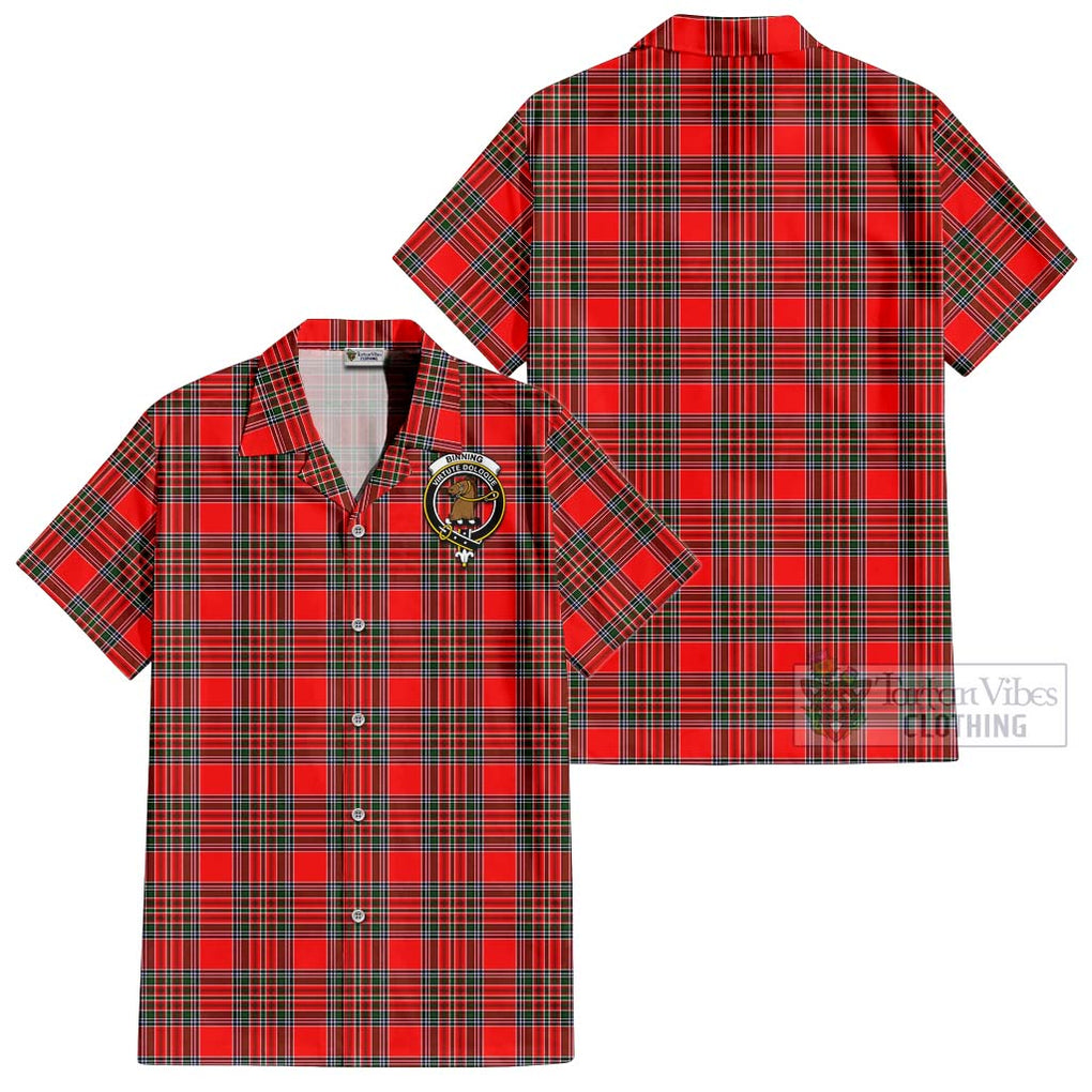 Binning Tartan Cotton Hawaiian Shirt with Family Crest Kid - Tartan Vibes Clothing