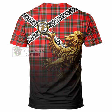 Binning Crest Tartan T-Shirt with Golden Lion Emblem Celtic Style - Tartan Vibes Clothing