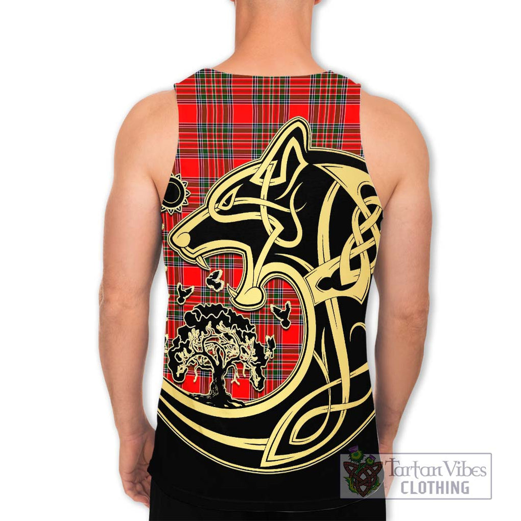 Binning Tartan Men's Tank Top with Family Crest Celtic Wolf Style - Tartan Vibes Clothing