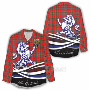 Binning Tartan Women's Casual Shirt with Alba Gu Brath Regal Lion Emblem