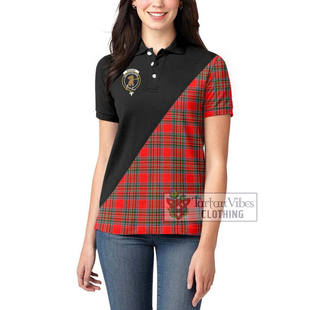 Binning Tartan Women's Polo Shirt with Family Crest and Military Logo Style - Tartanvibesclothing Shop