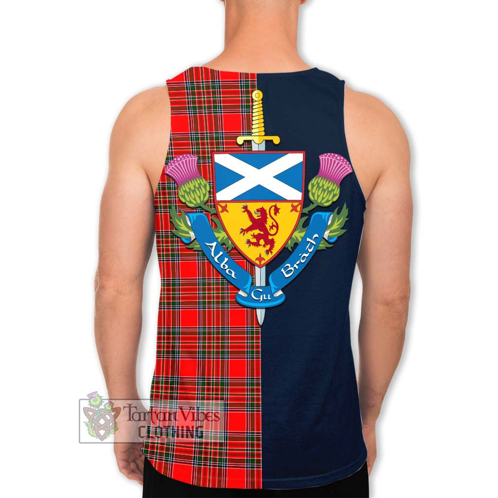 Tartan Vibes Clothing Binning Tartan Men's Tank Top with Scottish Lion Royal Arm Half Style