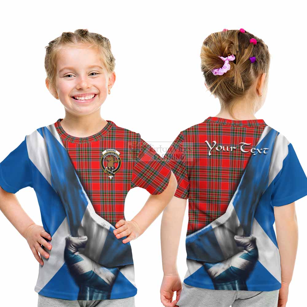 Tartan Vibes Clothing Binning Tartan Kid T-Shirt with Family Crest Scotland Patriotic Style