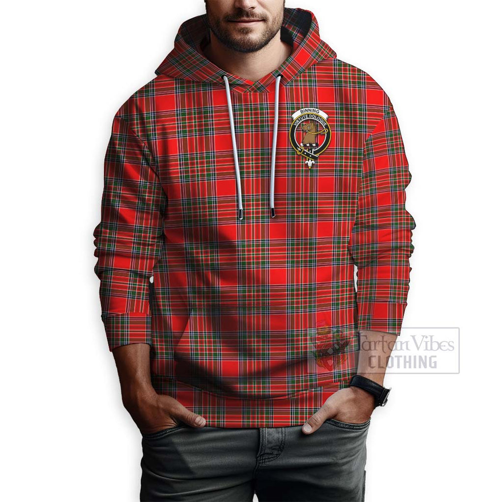 Tartan Vibes Clothing Binning Tartan Hoodie with Family Crest and Bearded Skull Holding Bottles of Whiskey