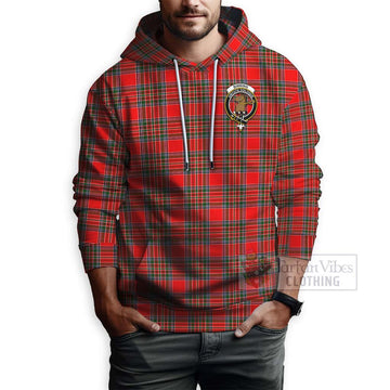 Binning Tartan Hoodie with Family Crest and Bearded Skull Holding Bottles of Whiskey