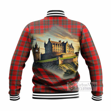 Binning Tartan Family Crest Baseball Jacket with Scottish Ancient Castle Style - Tartan Vibes Clothing