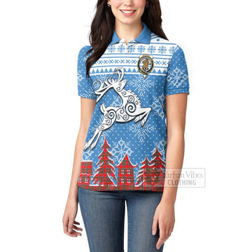 Binning Clan Christmas Women's Polo Shirt Celtic Reindeer Style