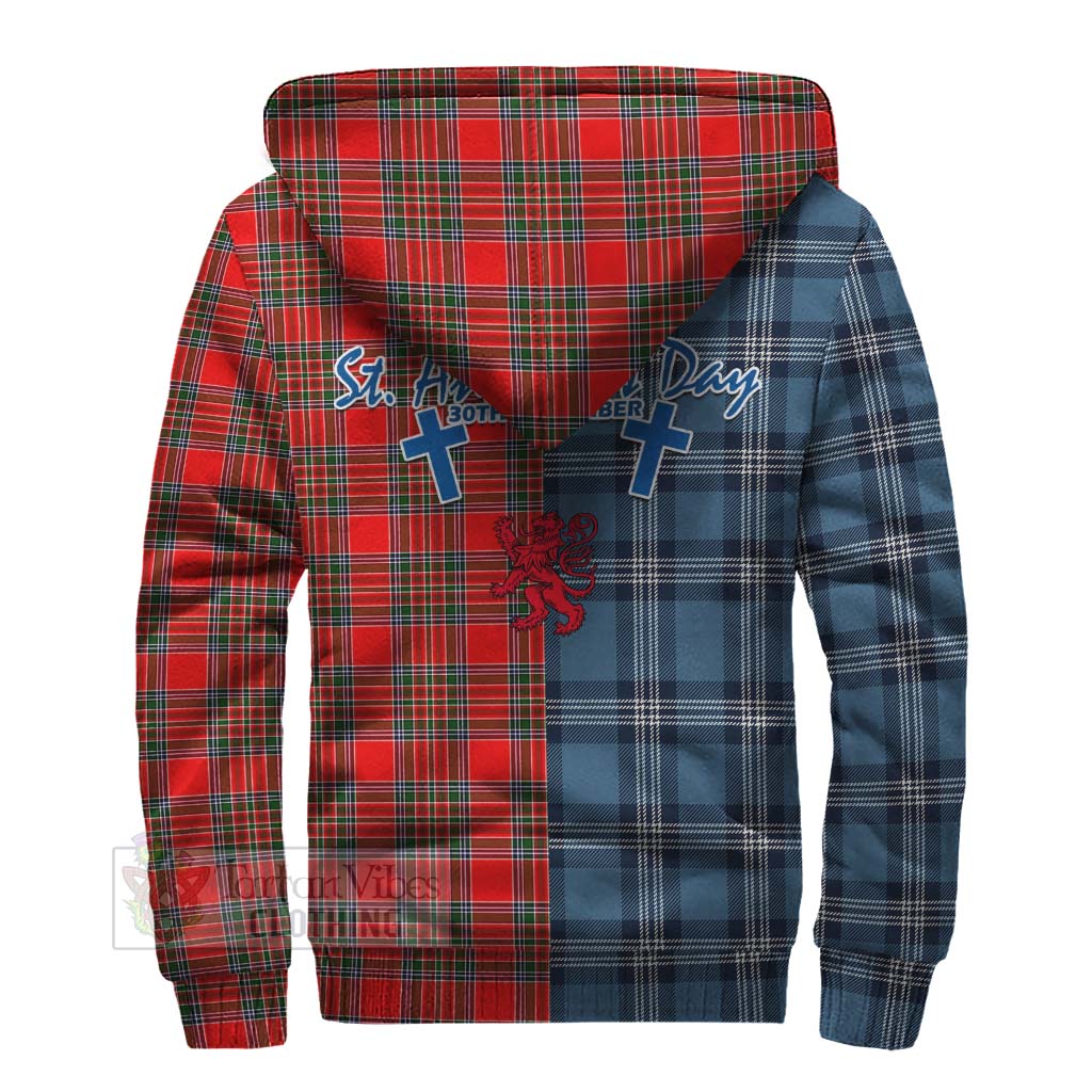 Tartan Vibes Clothing Binning Tartan Sherpa Hoodie Happy St. Andrew's Day Half Tartan Style