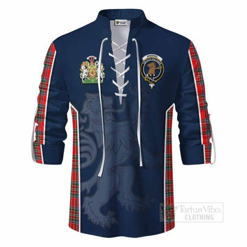 Binning Tartan Ghillie Kilt Shirt with Family Crest and Lion Rampant Vibes Sport Style