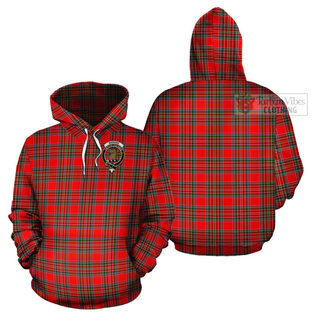 Binning Tartan Cotton Hoodie with Family Crest Pullover Hoodie - Tartan Vibes Clothing