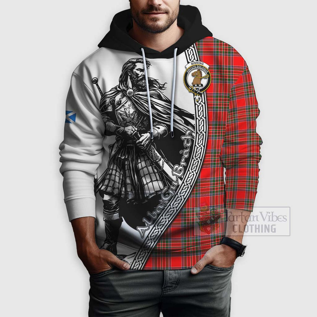 Tartan Vibes Clothing Binning Tartan Clan Crest Hoodie with Highlander Warrior Celtic Style