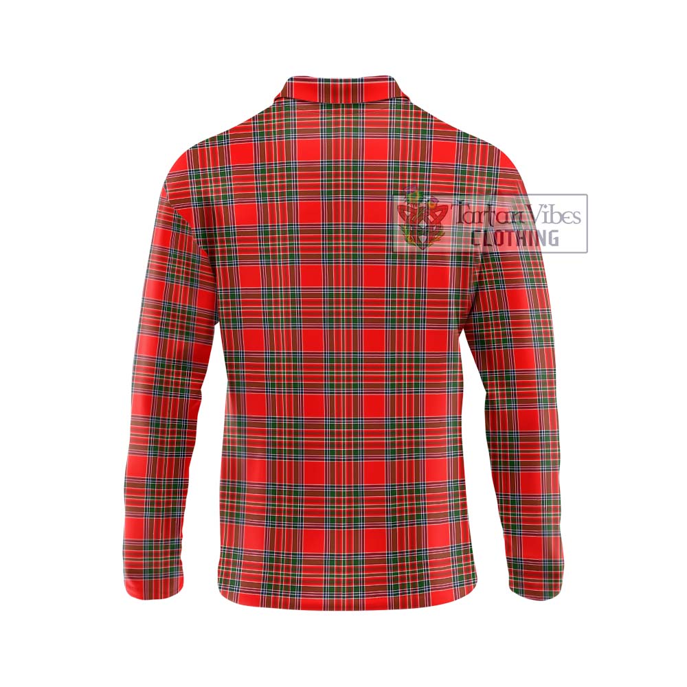 Binning Tartan Long Sleeve Polo Shirt with Family Crest DNA In Me Style - Tartanvibesclothing Shop