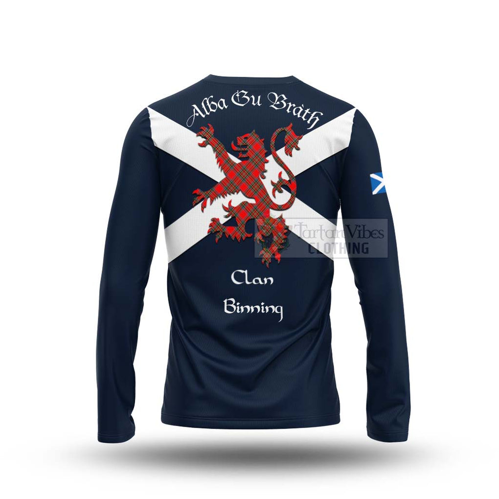 Tartan Vibes Clothing Binning Tartan Lion Rampant Long Sleeve T-Shirt – Proudly Display Your Heritage with Alba Gu Brath and Clan Name