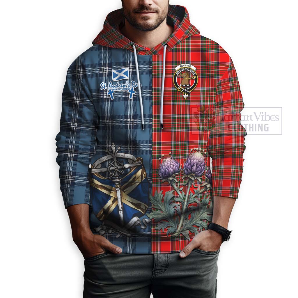 Tartan Vibes Clothing Binning Tartan Hoodie Happy St. Andrew's Day Half Tartan Style